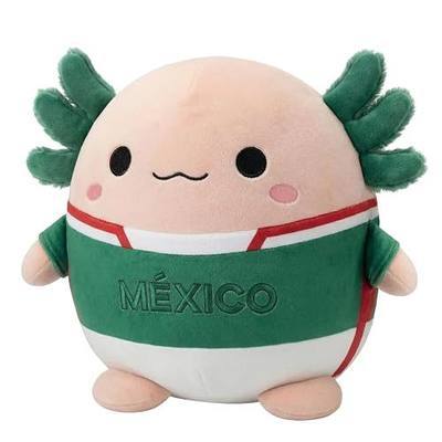 Mexico Axolotl Plush Pillow, Cute Axolotl Stuffed Animal Plush with Soccer Jersey, Soft Salamander Plushies Cushion for Fans, Room Decor Gifts