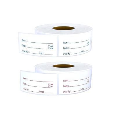 Removable Food Labels 2 Rolls 1000 Pcs Waterproof Oil-Resistant Write-On Date Stickers with Bonus Pen Freezer Refrigerator Food Container Labels for Meal Prep & Organization