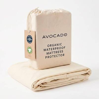 Avocado Organic Waterproof Mattress Protector, Washable Noiseless Fitted Cover, GOTS Certified, Greenguard, PFAS-Free, Plant-Based Moisture Barrier, Organic Cotton, Mattress Pad for Twin, 6"-16"