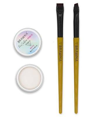 BRAWNA Eyebrow Mapping Kit - 1 Countour White Mapping Paste, 2 Angled Eyebrow Brush - Brow Mapping Supplies - PMU & Microblading Supply