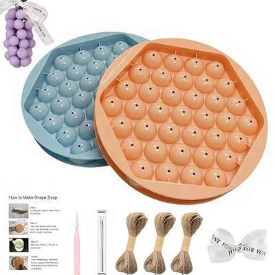 2 Pcs Plastic Grape Soap Mold with Complete Toolkit & Instruction Guide | DIY Soap Making Kit , Round Plastic Mold for Grape Soaps, Gift, Home decor (Without Dry Flowers)