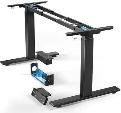 SIAGO Dual Motor Standing Desk Frame for Tops up to 75" - Black Frame Only | 280 lbs Capacity Adjustable Workstation Legs with 3 Memory Presets, Power Strip and Cable Management Tray