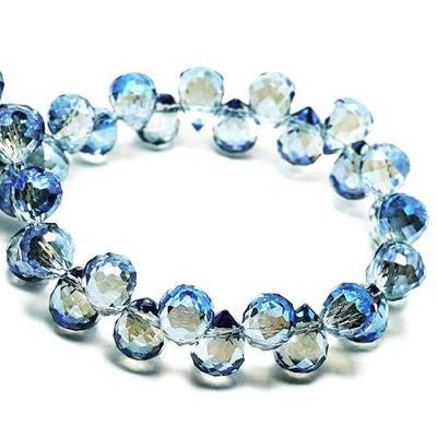 8x11mm Sparkle Teardrop Faceted Crystal Beads (82-88pcs, Ink Blue)