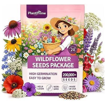 Wildflower Seeds Bulk (4oz) – 20 Varieties 200,000+ Perennial & Annual Mix, High Germination, Attracts Bees, Butterflies & Hummingbirds for Outdoor Pollinator Garden, Non-GMO Easy Grow