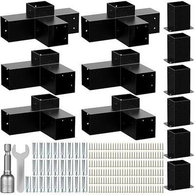 Pergola Kit for 4"x4" Lumber (Actual 3.6"x3.6"), Heavy Duty Steel Pergola Brackets Kit with 3-Way & 4-Way Corner Brackets + 6 Post Bases, DIY Gazebo Hardware Kit for Patio Backyard Garden, 2mm Thick