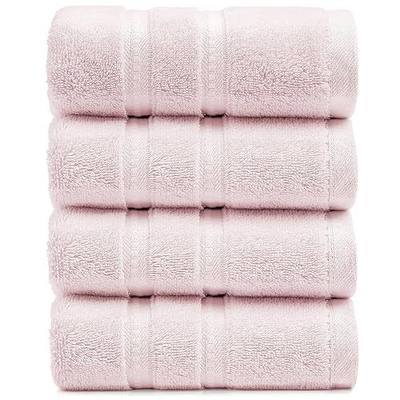Simple&Opulence 4 Pcs Premium Hand Towels 16"x28", 600 GSM 100% Ring Spun Cotton, Highly Absorbent, Ultra-Plush & Durable Towels Set for Bathroom, Gym, Spa, Shower, Hotel (Pink)