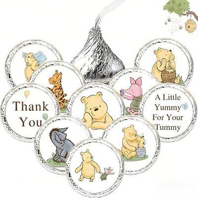 200Pcs Bear Candy Stickers Mini Kiss Sticker for Baby Shower Birthday Party Decorations & Gender Reveal Thank You Labels Sweet Treat Favors