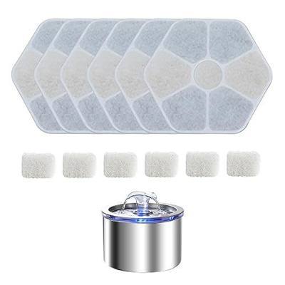 Cat Fountain Replacement Filter, 6 Pack Filters with 6 Pump Sponges for 2.2L/74oz Cat Water Fountain, Multi-Stage Filtration Pet Water Dispenser Filter, Flower Pet Fountain Filter