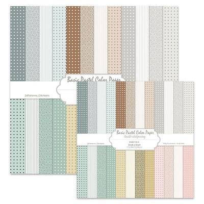 Pastel Scrapbook Paper 12x12 In and 6x6 In Pack | 48 Sheets Boho Decorative Paper Background Papers, Double Sided Patterned Craft Papers for Scrapbooking Journals Decor