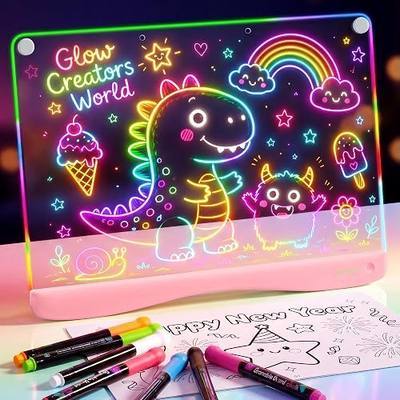 16 inch Rechargeable LED Drawing Board for Kids with 9 Lighting Modes | Built-in Stand, Neon Glow Doodle Board & Light Up Drawing Tablet for Crafts, Birthday Gift for Girls and Boys