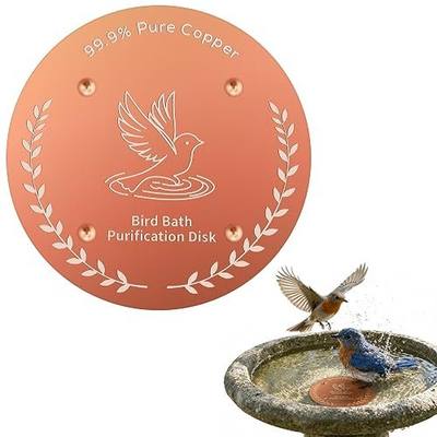 Bird Bath Copper Disk, 0.6mm Reinforced 99.99% Pure Copper Cleaning Disk with 4-Point Support, for Physical Safe Clean Water All-Season, Universal Fit for Outdoor Birdbaths, Bowl, Bird Bath Solar