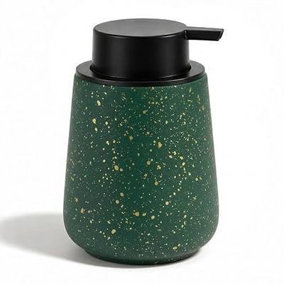 Ceramic Foaming Soap Dispenser - 14.5 oz Foam Hand Soap Dispenser Bathroom, Modern Refillable Dish Wash Soap Bottle for Kitchen with Large Easy-to-Press Pump (Green)