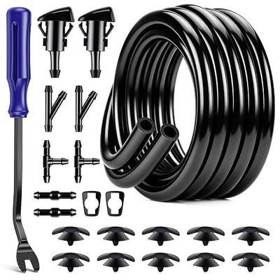 Alpmosn 22 PCS Windshield Washer Hose Kit, 4M Washer Fluid Hose with 6 Pcs Hose Connectors 2 Spray Fan Nozzles & Rubber Gaskets for Most Car Windshield Washer Car Exterior Accessories