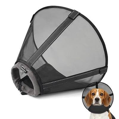 Breathable Mesh Dog Cone Collar for Surgery, Soft Elizabethan Recovery Alternative to Stop Licking,Pet Neck Collar for Large Medium Small Breeds, XL, Matte Black