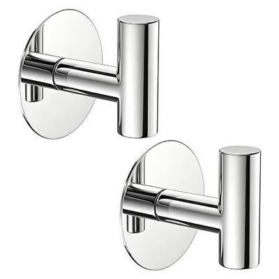 Stainless Steel Adhesive Hooks, Heavy Duty Wall Hooks, Towel Hooks for Hanging Robes, Aprons, Coats and Hats in Bathrooms,Kitchens and Hotels(2 Pack, Chrome)