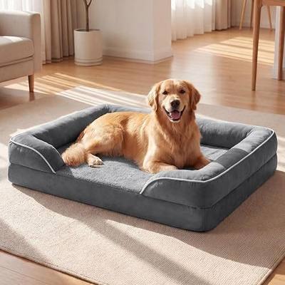 Orthopedic Dog Beds for Extra Large Dogs, Heavy Duty Waterproof Dog Couch Bed, High-Density Joint Support Foam, Washable Cover & Anti-Slip Bottom, XL-Deluxe Thick Grey