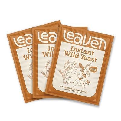 Leaven Foods Instant Wild Yeast (0.25oz Packets) 3-Pack - Bakes Up To 21 Breads - Premium Baker's Yeast for Better Baking - Deep, Rich, Buttery Bread Flavor - All Natural, Gluten Free, & Non GMO