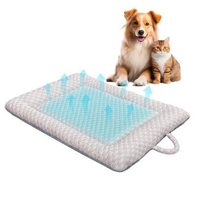 PetPals Summer Cooling Mat & Sleep Pad with Get Pad Inside for Small Pets | Non-Toxic Solid Gel, Unbreakable PVC Gel Cover, Waterproof, Durable,Keep Cooling for Pets in Summer Heat (Beige, 23" x 17")