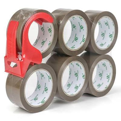 BOMEI PACK Brown Packing Tape with Dispenser, 2.7 Mil 1.88 Inch x 60 Yards, 6 Refills Rolls Packaging Tape for Moving, Shipping and Storage