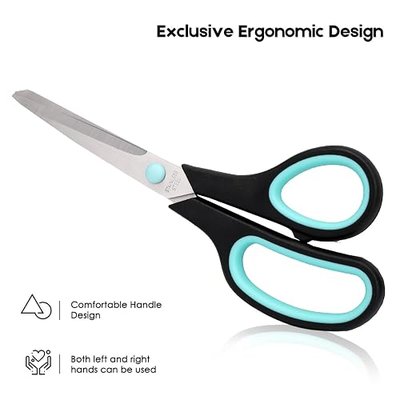 Assorted Size Scissors 4 Pieces Set, Heavy Duty Stainless Steel Sharp Blades, Comfort Ergonomic Rubber Grip, Multi-Use Household School Office Cutting Shears, 8.5''/7.5''/6.5"/5.5"