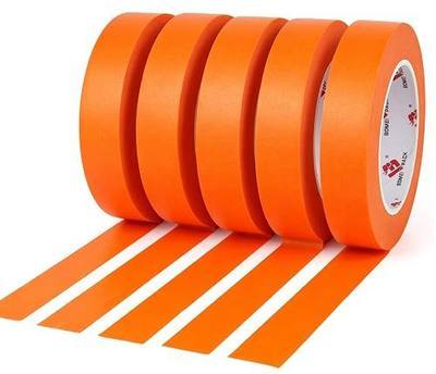 BOMEI PACK Orange Painters Tape 1 Inch Bulk - Paint Tape 5 Rolls x 1 Inch x 55 Yards - Orange Masking Tape for Walls Painting, DIY Crafting, and School Projects, Total 275 Yards
