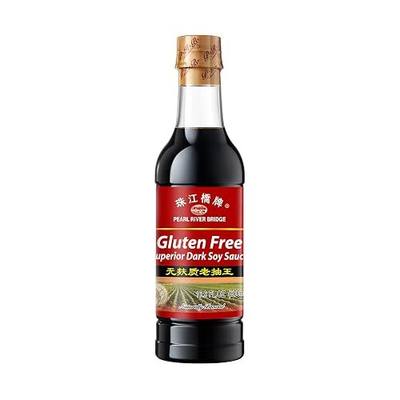 Pearl River Bridge Gluten Free Dark Soy Sauce – Made from Non-GMO Soybeans, Vegan, No MSG Added, Specially Brewed – Authentic Asian Flavor for Stir-Fries, Marinades, Braised Dishes & Noodle Recipes, 16.9 fl oz ,Plastic Bottle