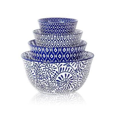 Selamica Ceramic Mixing Bowls, Nesting Bowls Set of 4 for Mixing, Baking, Prepping, Cooking, Salad, 20/36/60/123 oz, Microwave & Dishwasher Safe, Vintage Blue