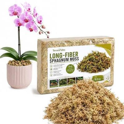 10.5OZ Natural Long Fiber Sphagnum Moss Compressed Brick Expands to 18QT, Premium Orchid Moss for Repotting, Carnivorous Plants, Propagation, Moss Pole, Terrarium, Indoor Outdoor Gardening