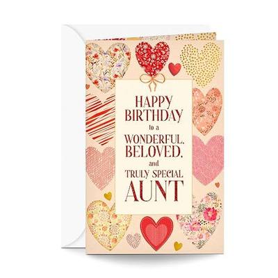 Prime Greetings Aunt Birthday Card, Made in America, Thick Card Stock with Premium Envelope Packaged in a Reusable Presentation Mailer, Eco-Friendly, 5in x 7.75in