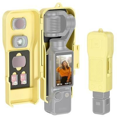 Pocket 3 Case for DJI Osmo Pocket 4 Xtra Muse,Thicken Silicone Pad Yellow | with 3 Magnetic Filter Slots and 2 TF-Card Slots,Hard Shell Shockproof Case Protect Camera form Bumps Dust Scratch