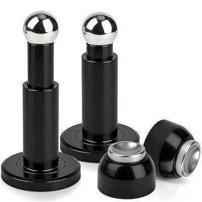 Magnetic Door Stop, 2 Pack Door Stoppers Magnetic Door Catch, Heavy Duty Adjustable Doorstops Wall Floor Black Magnet Door Holder, Stainless Steel