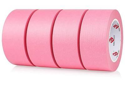 BOMEI PACK Pink Masking Tape 2 Inch Wide, 4 Rolls Painters Tape 2 inch x 50 Yards (200 Total Yards) Residue-Free Paint Tape for Painting, DIY Crafts Arts, Decoration, Labeling and School Projects