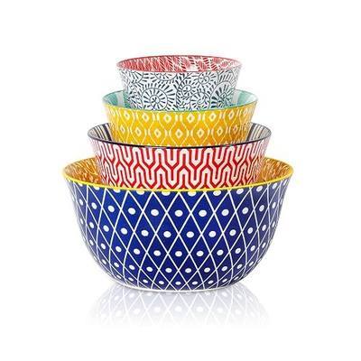 Selamica Ceramic Mixing Bowls, Nesting Bowls Set of 4 for Baking, Prepping, Cooking, Salad, 20/36/60/123 oz, Microwave & Dishwasher Safe, Assorted Colors