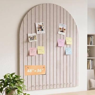 Large Arched Felt Bulletin Board 48" x 36"-12 Pack Cork Board for Walls,Decorative Felt Pin Board with Push Pins,Vision Board for Office Home School Decor(Beige)