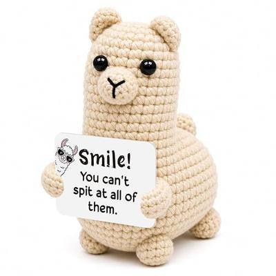 Giftota Positive Gifts for Women Men, Cute Handmade Crochet Llama Presents, Funny Birthday Gift Decorations, Inspirational Alpaca Gift Ideas for Her Him Family Friends Sister Mom Dad Lovers Coworker