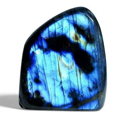 WHAL&YUNE 0.4-0.6lb Natural Labradorite Polished Stone,Gemstones Large Labradorite Stone Collectible Figurines with Vibrant Blue Flash for Healing, Meditation, Home Decor 1PC