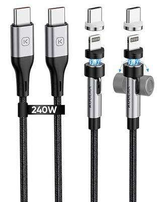 Kuulaa 2-in-1 Magnetic USB-C Charging Cable, 240W USB-C and Lightning Charging Cable, PD 3.1 Fast Charging Cable, Magnetic USB-C Cable for iPhone 17/Air/16/15 Series, MacBook Pro/Air, iPad Pro,etc.