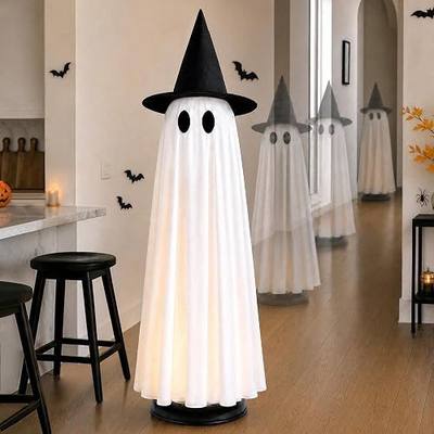 Halloween Decor Indoor 46.5" Lighted Animated Floating Ghost with Spooky Sound & Touch Activated Sensor Spooky Ghosts Halloween Decor for Party Home Haunted House