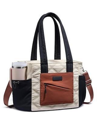 LOVEVOOK Lunch Box for Women, Quilted Insulated Lunch Bag Tote with 40oz Water Bottle Holder, Large Leakproof Cooler Bag for Women with Shoulder Strap, Work Office Nurse Teacher Picnic Travel