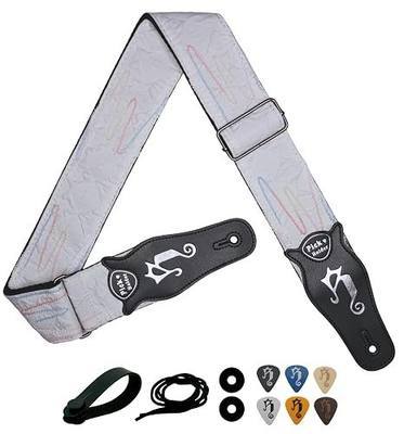 rockyou 2.5" Wide Guitar Strap with 4 Pick Holders, Color Wave Design, Leather Ends for Electric/Bass Guitar