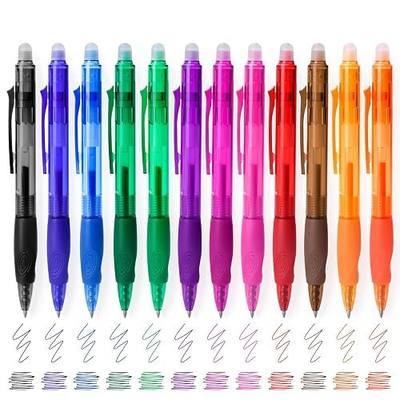 Erasable Gel Pens Clicker: 12 Pack 0.5mm Colored Retractable Erasable Gel Pens-Make Mistakes Disappear Comfort Grip Smooth-Stocking Stuffers Christmas Birthday Gifts for Teens Office School Supplies