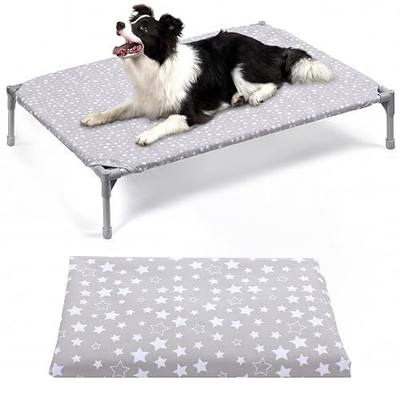 Cooling Elevated Dog Bed Cover 56x31 Inch Waterproof Raised Dog Cot Bed Pad Replacement Cover Topper Cooling Pet Couch Protector White Star Washable Fitted Sheet Large Dogs Indoor Outdoor