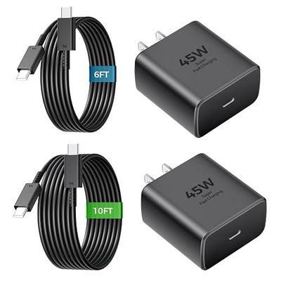 45W USB C Super Fast Charger Type C Charger Fast Charging Android Phone Charger Block with 10FT&6FT Type C Charging Cable for Samsung Galaxy S26 Ultra/S26/S26+/S25/S24/S23/S22/S21+/iPhone 17/16/15