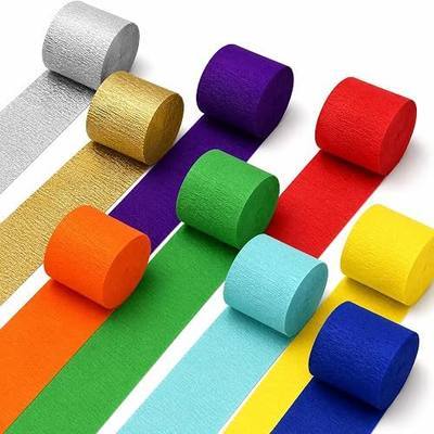 9 Rolls Crepe Paper 738Ft Pack of Rainbow Streamers for Party &DIY Decor | 1.8In x 82Ft Per Roll, 9 Assorted Colors Rainbow & Metallic Gold Silver, ideal for Piñatas, Backdrops, Twisted Streamers