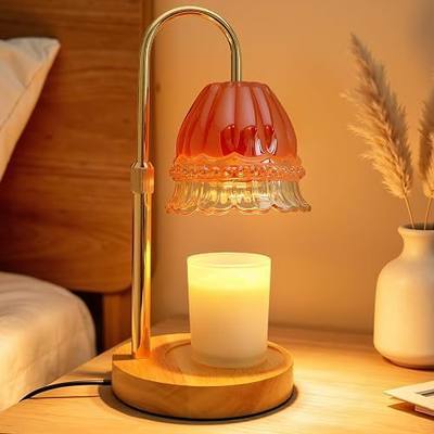 Candle Warmer Lamp with Timer,Birthday Gifts for Women Home Decor | 24 Cycle Timer Dimmable,Height Adjustable Wax Warmer,Vintage Glass Lamp Room Decor Includes 2 Bulbs