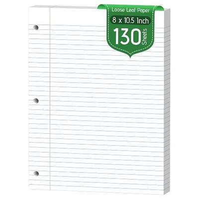 120 Sheets White Loose Leaf Paper, 8 x 10.5 In College Ruled Filler Paper | Lined Writing Paper, 3 Hole Paper for School, Office and Note Taking