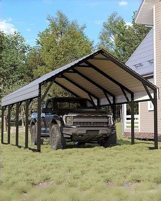 GarveeLife 12x20 ft Metal Carport, Reinforced Frame and Steel Roof for All-Weather Use, Permanent Shelter for Bass Boats, Full-Sized Pickup Trucks, and Tractors