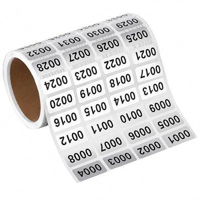 A0BOS 0001-2000 Inventory Sticker, 20x10mm Self Adhesive Number Stickers