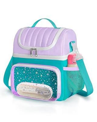 Marscamd 2-Layer Kids Insulated Lunch Bag, Kids Lunch Box Purple (Bag Only) | with Detachable Shoulder Strap, Leakproof, for Boys & Girls