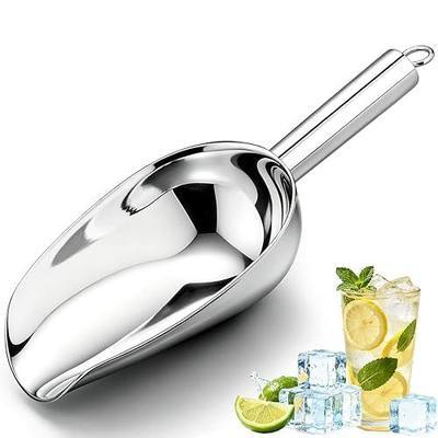 12oz Ice Scoop for Freezer, Metal Scooper for Ice Machine, Bucket, Pet Food | Premium Stainless Steel Food Scoopers for Kitchen, Bar Party Wedding, Rust-Resistant, Dishwasher Safe